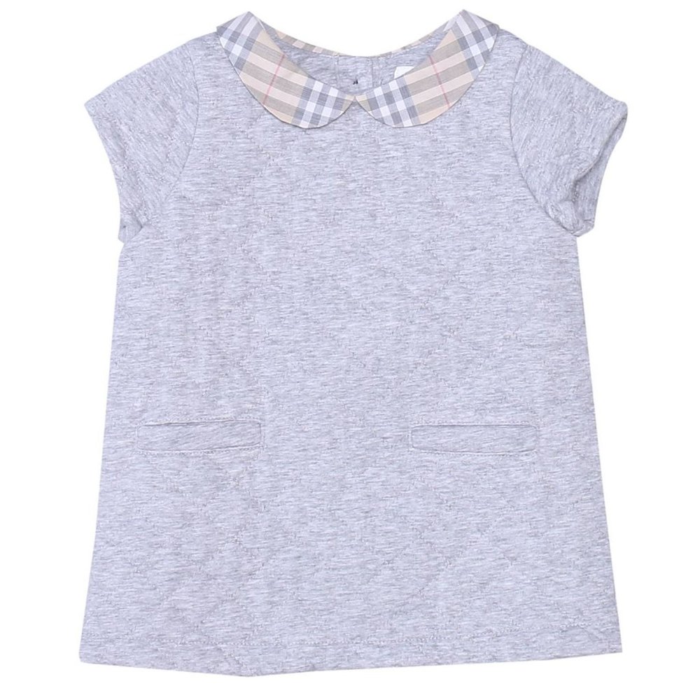 Burberry Gray Kids Casual Dress with Plaid Collar